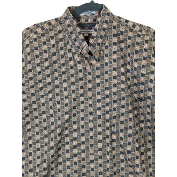 Burma Bibas 60 Singles Cotton Lawn Shirt Men Size M Green Check Pattern Cotton - Picture 3 of 11